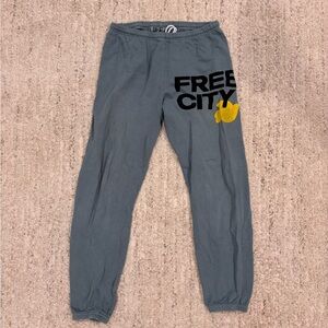Free People Gray Joggers with Yellow and Black Design
